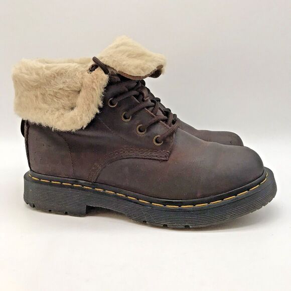 Dr. Martens Dark Brown Boots with Cream Lining - Picture 1 of 16